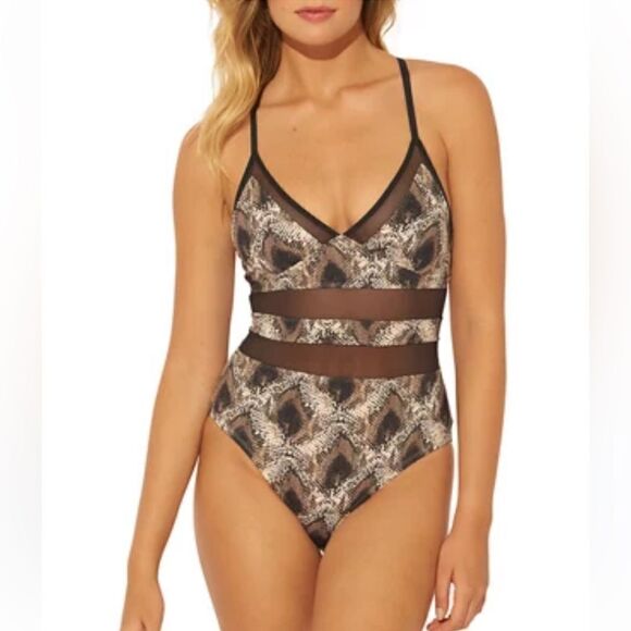 New Bleu by Rod Beattie Cross Back One Piece Swimsuit Size 12 - Picture 1 of 12